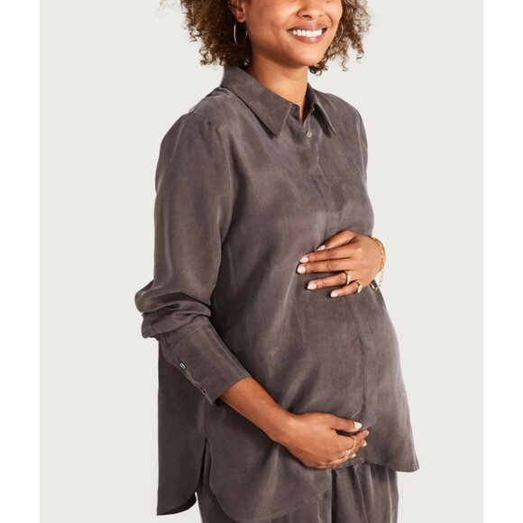 NWT HATCH THE CLARA SHIRT gray brown SZ0 bust38